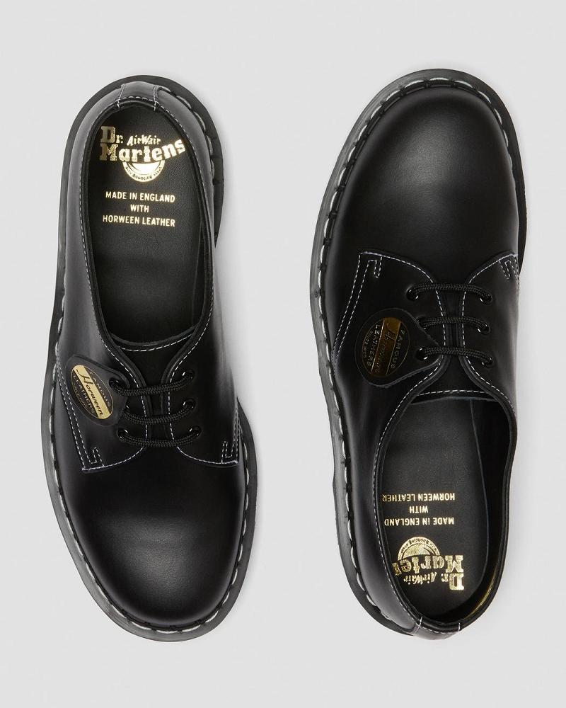 Dr Martens 1461 Made in England Cavalier Læder Oxford Sko Dame Sort | DK 353BEX